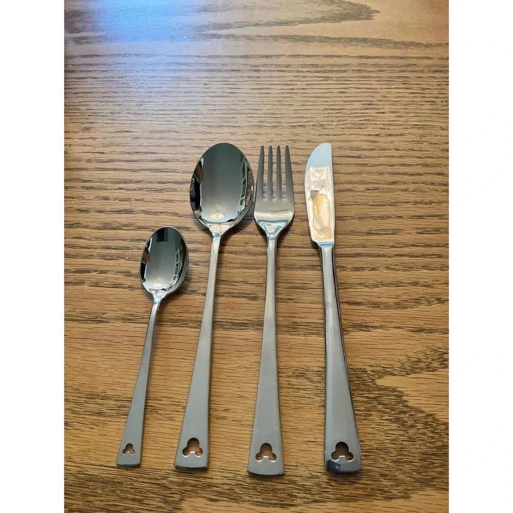 Abert Disney Mickey Mouse Flatware Set 4pc 18/10 Stainless Steel Made in Italy